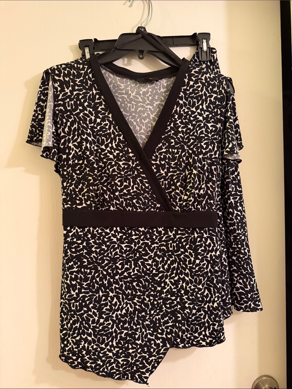 AGB Black and White Printed Wrap-Style Women's Dress